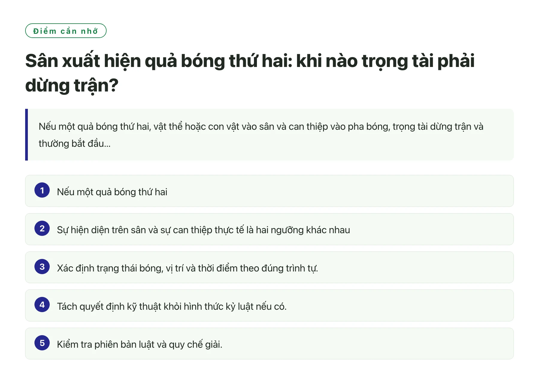 Sân xuất hiện quả bóng thứ hai: khi nào trọng tài phải dừng trận?——全文要点速览
